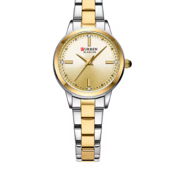 Lujoso Reloj de Pulsera de Cuarzo con Esfera de Plata Pulida