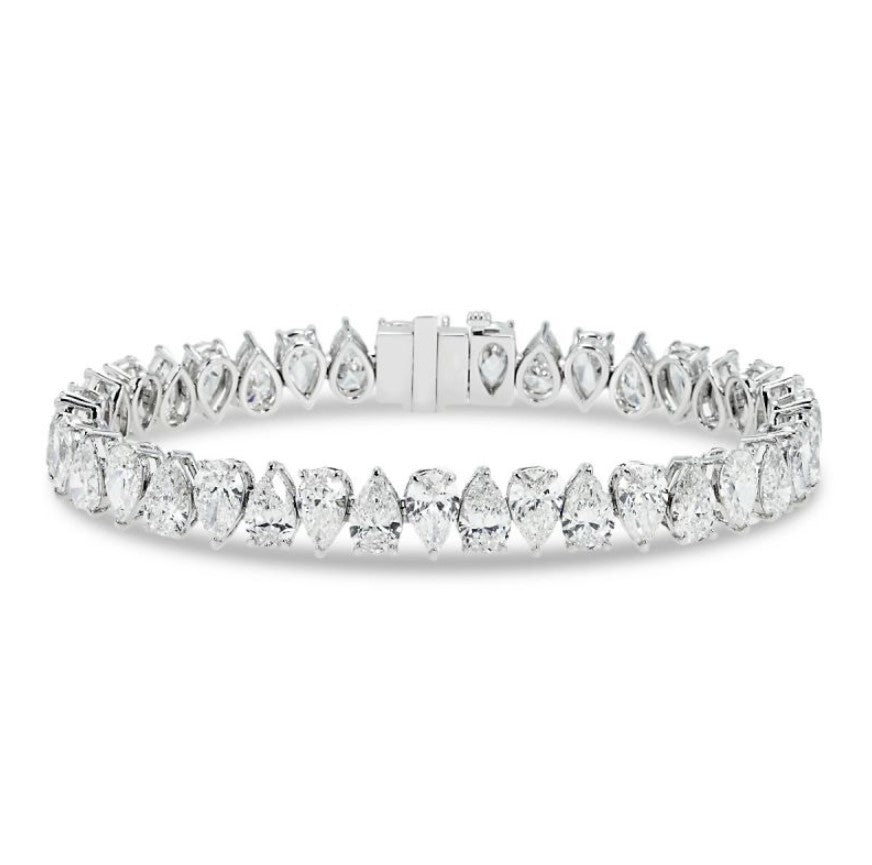 Classic White Sapphire Pear-Cut Tennis Bracelet