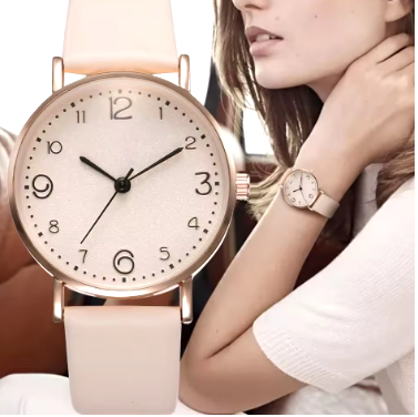 Reloj Analógico con Correa de Cuero Lujosa y Esfera Árabe