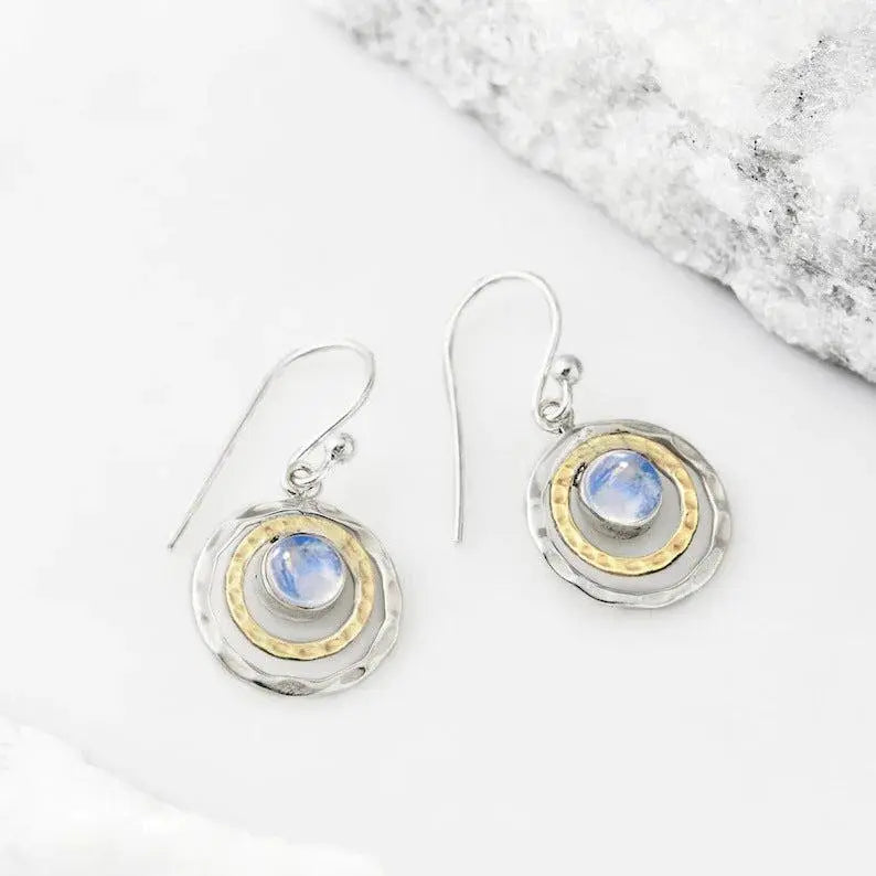 1+1 nabídka: Boho Saturn s tyrkysovým opálem – náušnice