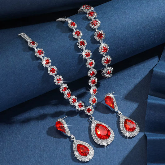 Set de joyas floral de diamantes de tres piezas