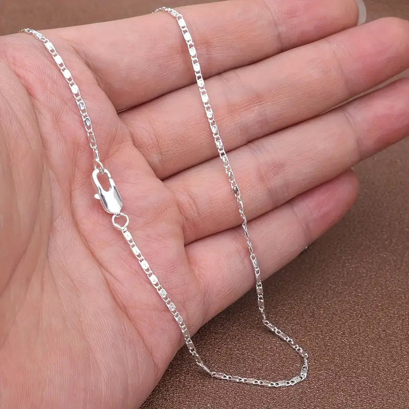 Elegant 925 Silver-Plated Star Pendant Necklace – 2mm Flat Chain