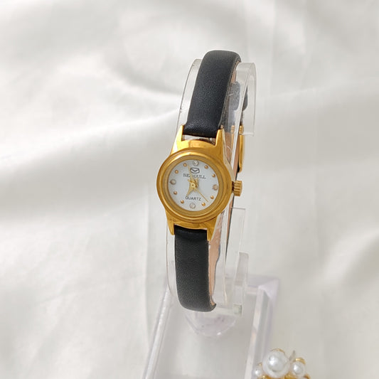Reloj francés de lujo Lux, delicado, con diamantes para mujer, tono dorado