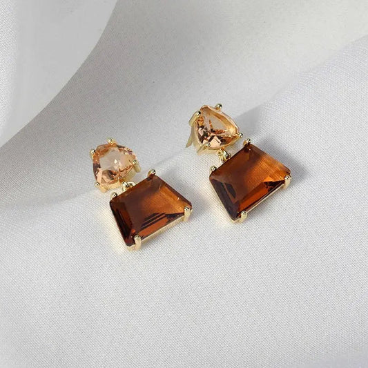 Pendientes Elegantes de Cristal del Desierto en Oro
