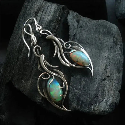 Oferta 1+1: Pendientes vintage de ópalo azul en plata