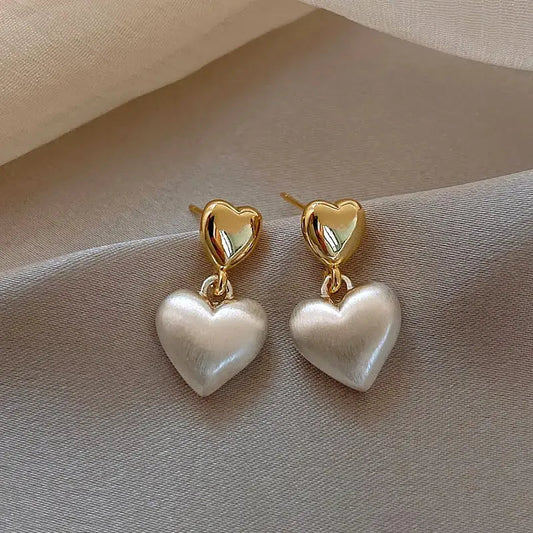 Oferta 1+1: Pendientes Elegantes de Corazón de Perla Dorada