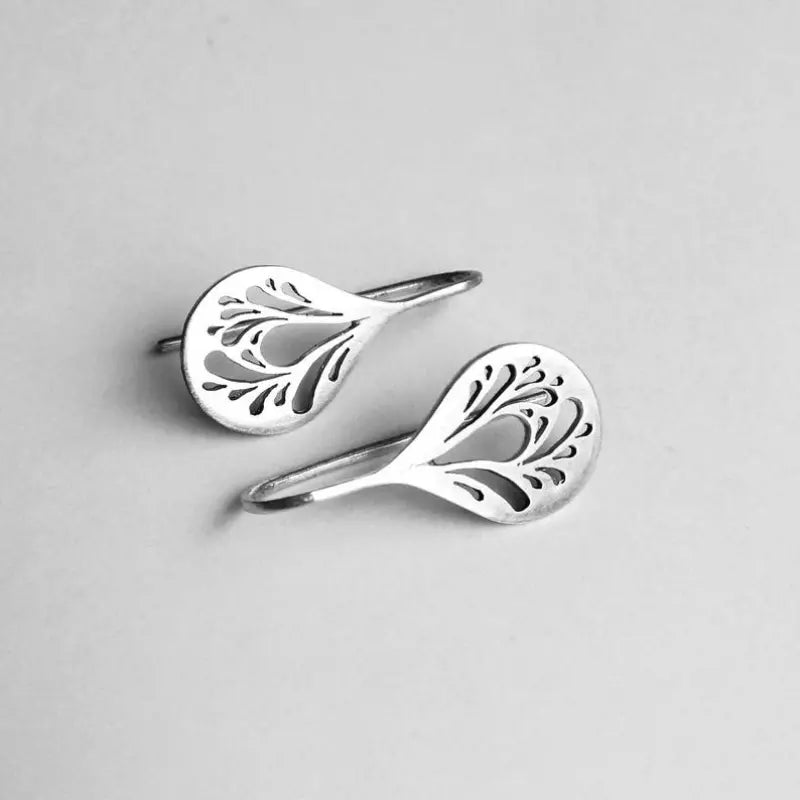 Hollow Silver Drop Earrings Vintage