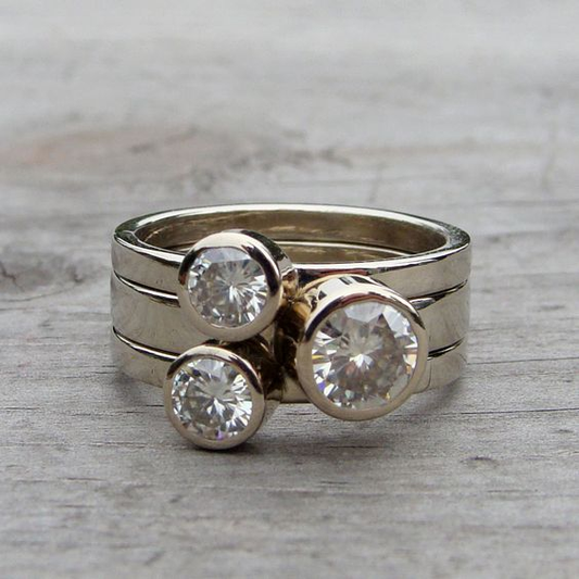Oferta 1+1: Anillo Vintage "Triple" con Circonitas
