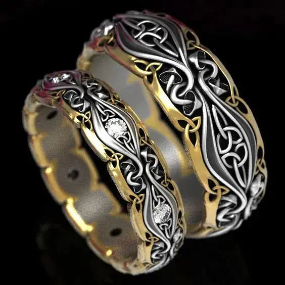 1+1 Offer: Vintage Pair Gold & Silver Ring