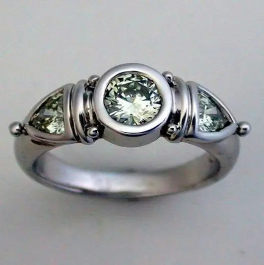 Oferta 1+1: Anillo con cristal verde en plata vintage