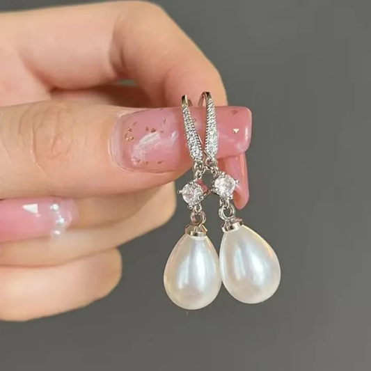 Oferta 1+1: Pendientes de perlas brillantes colgantes