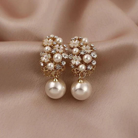 Oferta 1+1: Pendientes de Flor Elegante con Perla