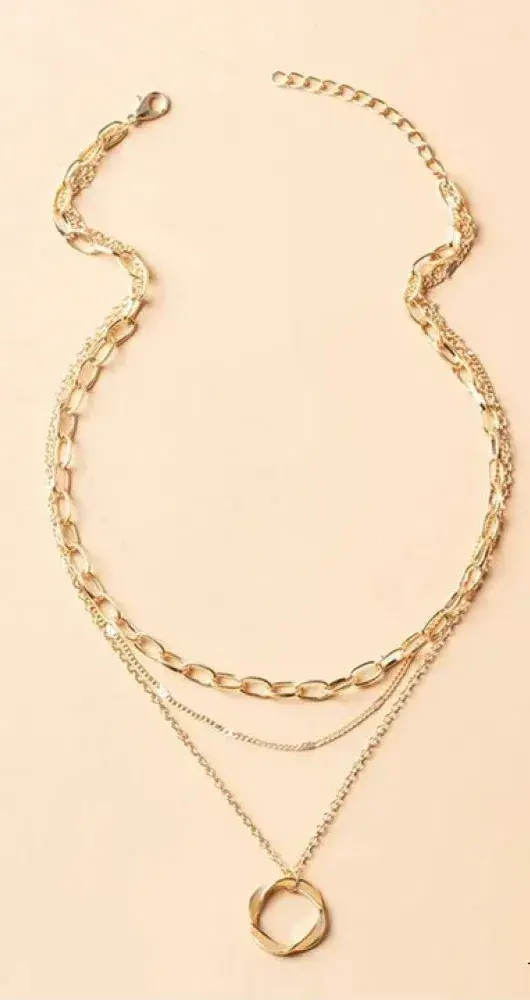 Collar vintage de cadena dorada en capas y colgante