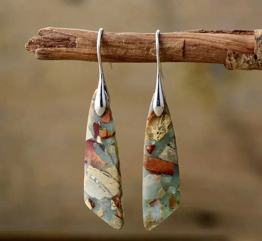 Oferta 1+1: Pendientes vintage de piedra natural
