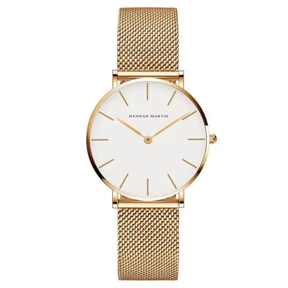 Luxurious Rose Gold Quartz Timepiece Alongside Bracelet