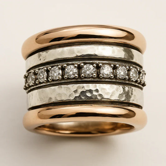 Vintage Thick Ring in Gold and Silver