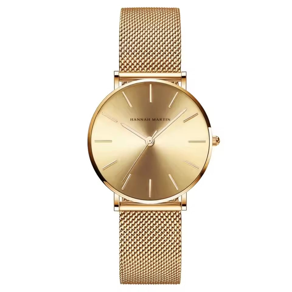 Luxurious Rose Gold Quartz Timepiece Alongside Bracelet