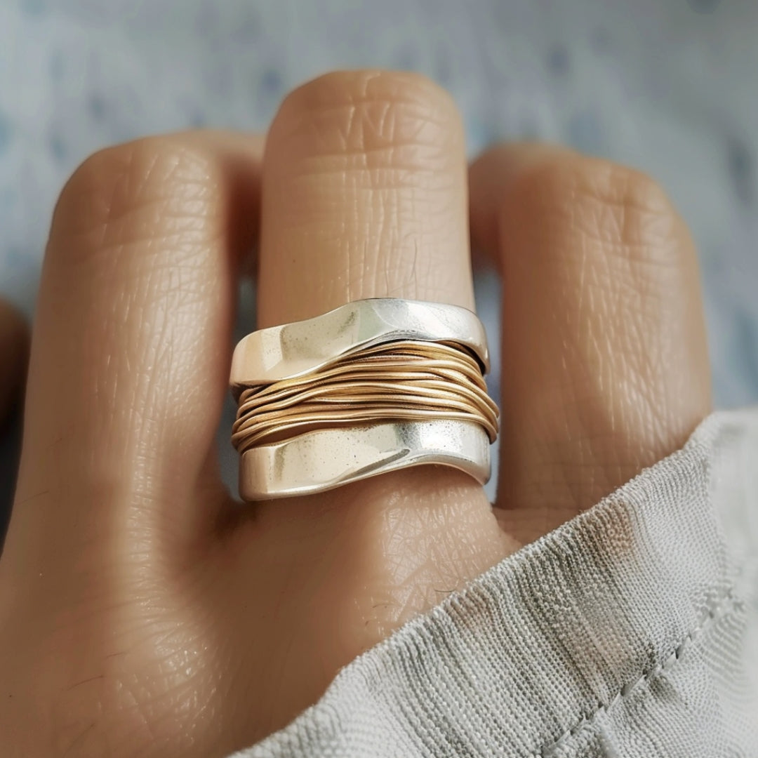 Silver and gold wrapped ring