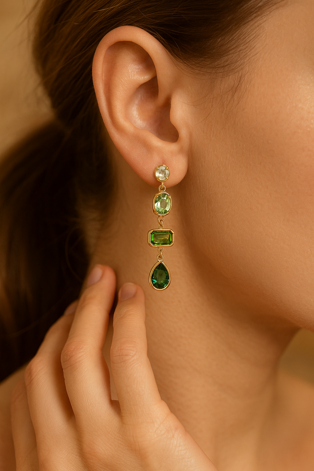 Kona | Pendientes Colgantes con Piedras Verdes