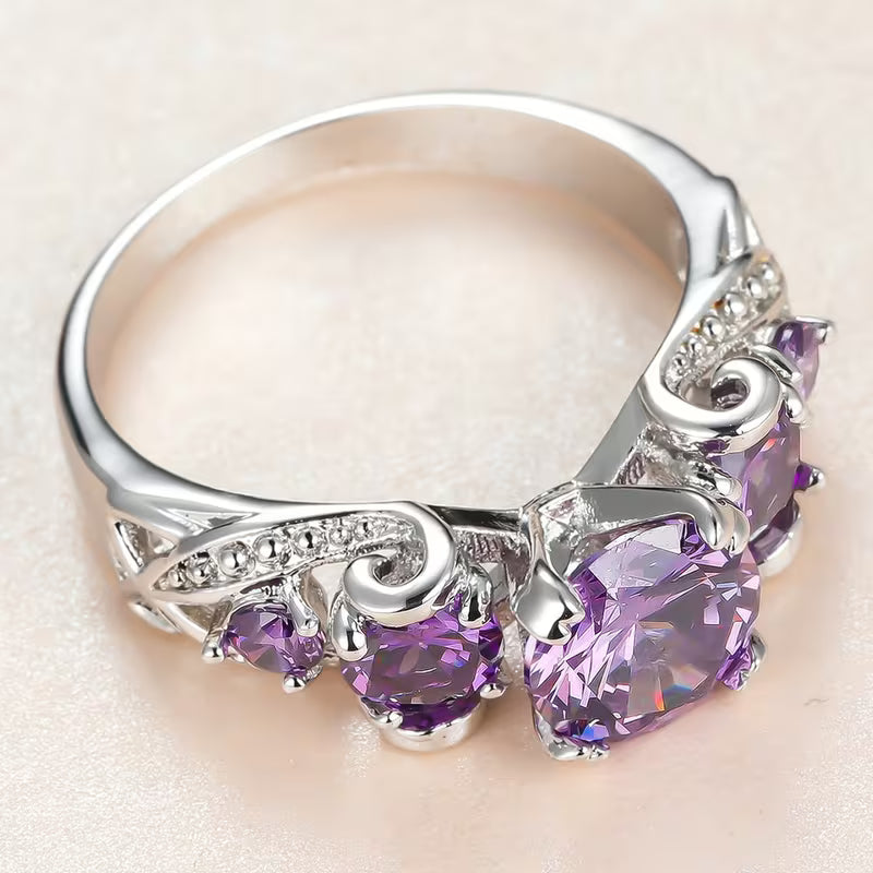 Silver amethyst vintage ring