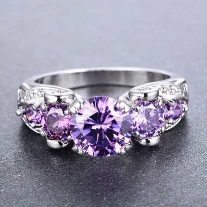 Silver amethyst vintage ring