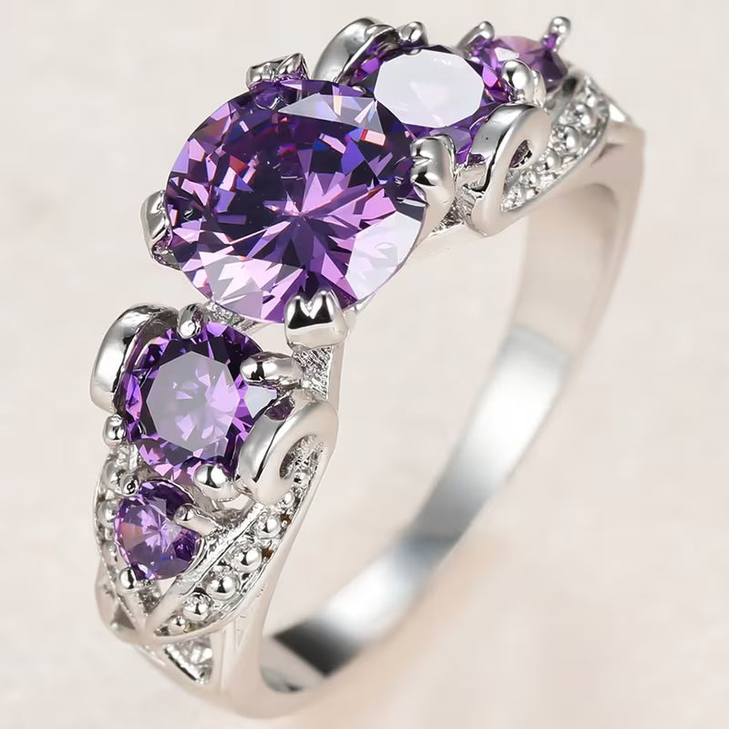 Silver amethyst vintage ring