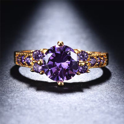 Gold amethyst cluster ring