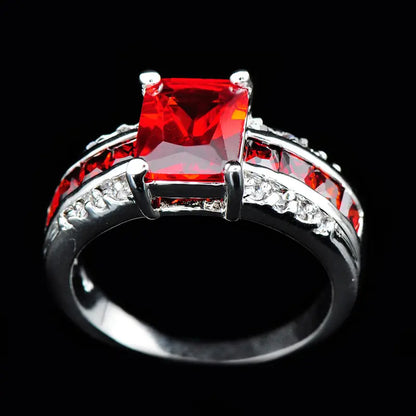 Silver ruby split-shank ring