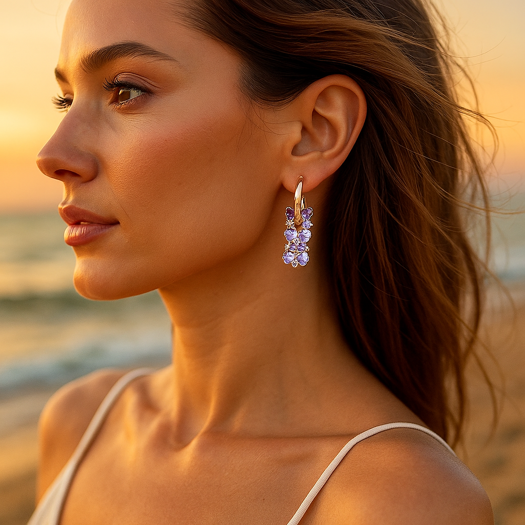 Perla | Pendientes con piedras lilas