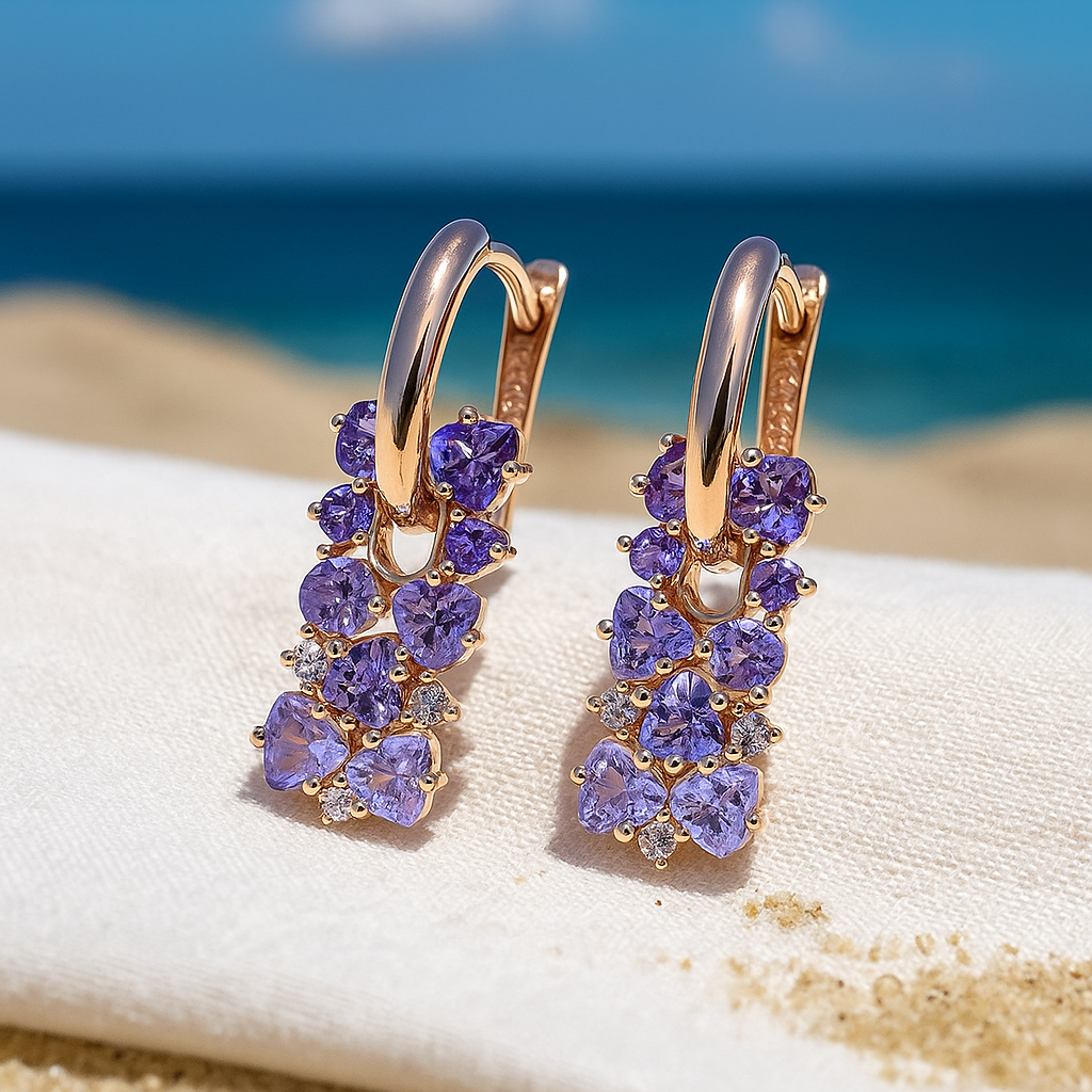Perla | Pendientes con piedras lilas