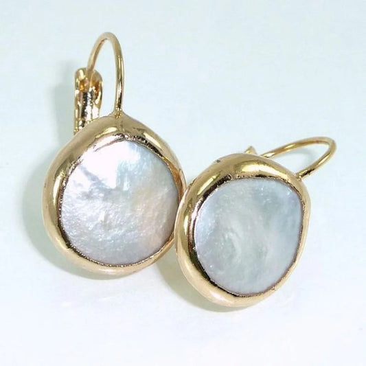 Pendientes Vintage de Piedra Blanca y Oro