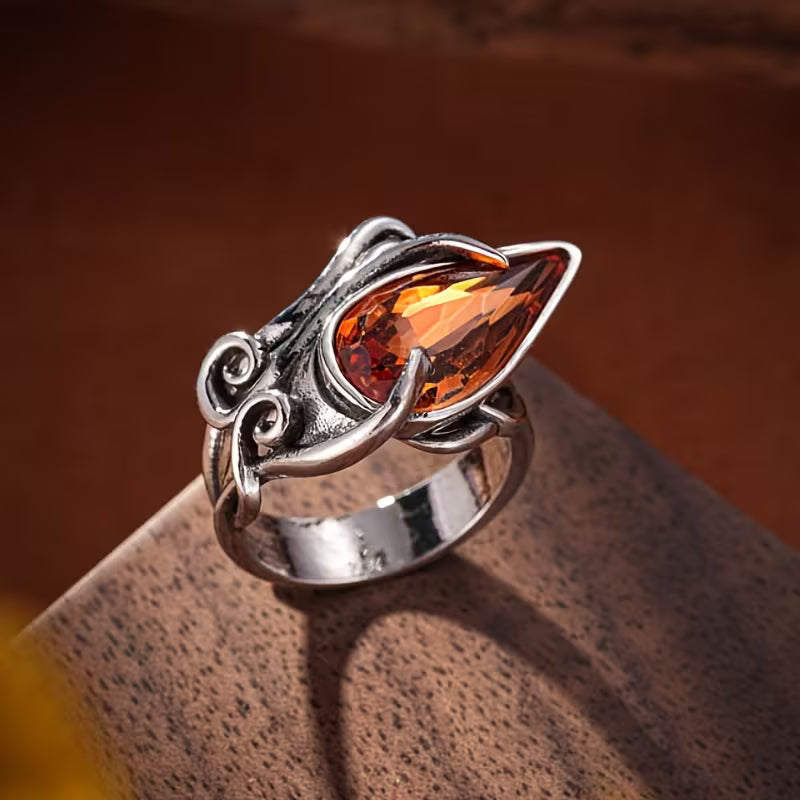 Amber Flame Heirloom Statement Ring