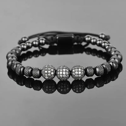 Sophisticated Stainless Steel Bracelet Blue CZ Beads
