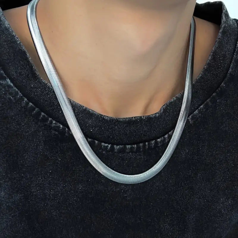 Męski naszyjnik z nierdzewnej stali szlachetnej 6 mm – wężowy splot.