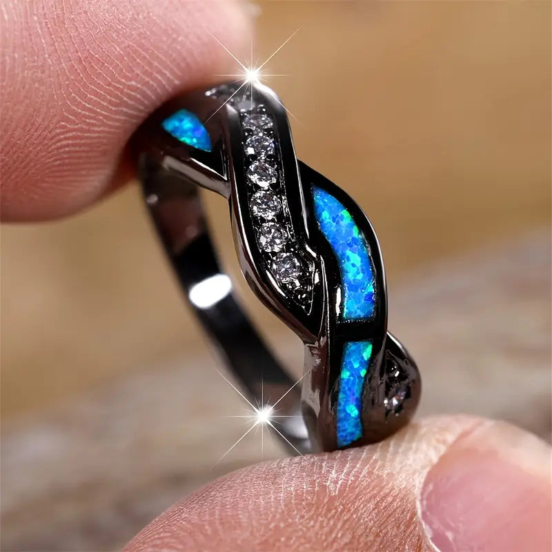 Silver twisted inlay ring