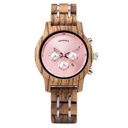 Reloj de madera elegante para mujer con encanto atemporal de vetas naturales