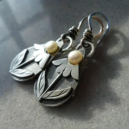 Serene Botanical Pearl Drop Earrings