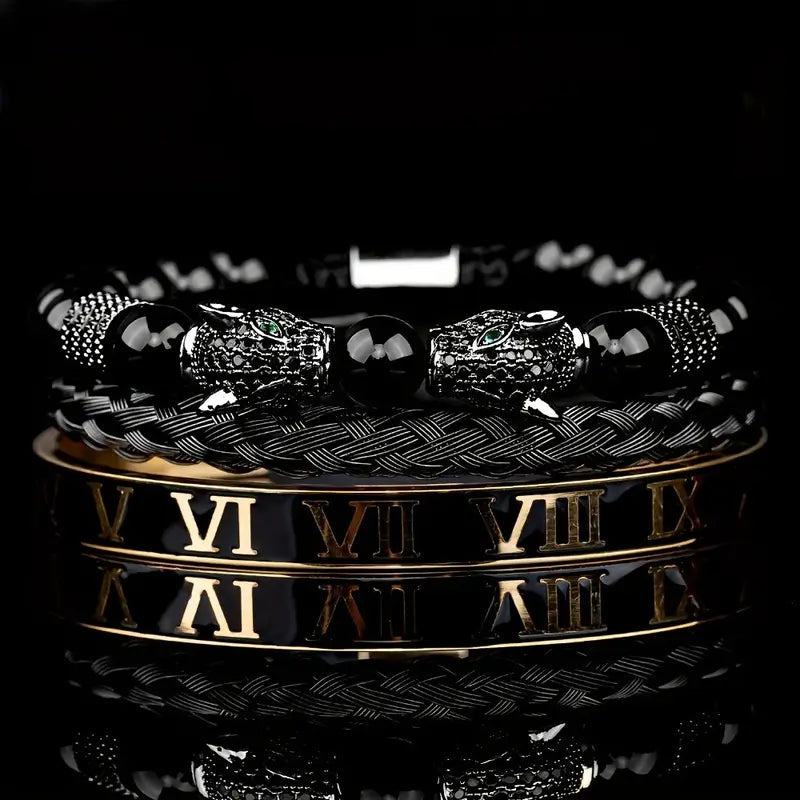 Men's Luxury Double Leopard Head Bracelet Collection