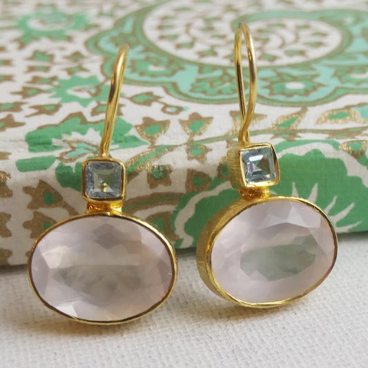 Pendientes Vintage Cristal Blanco y Oro