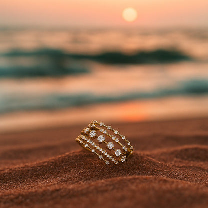 Pelagia | Set de anillos dorados