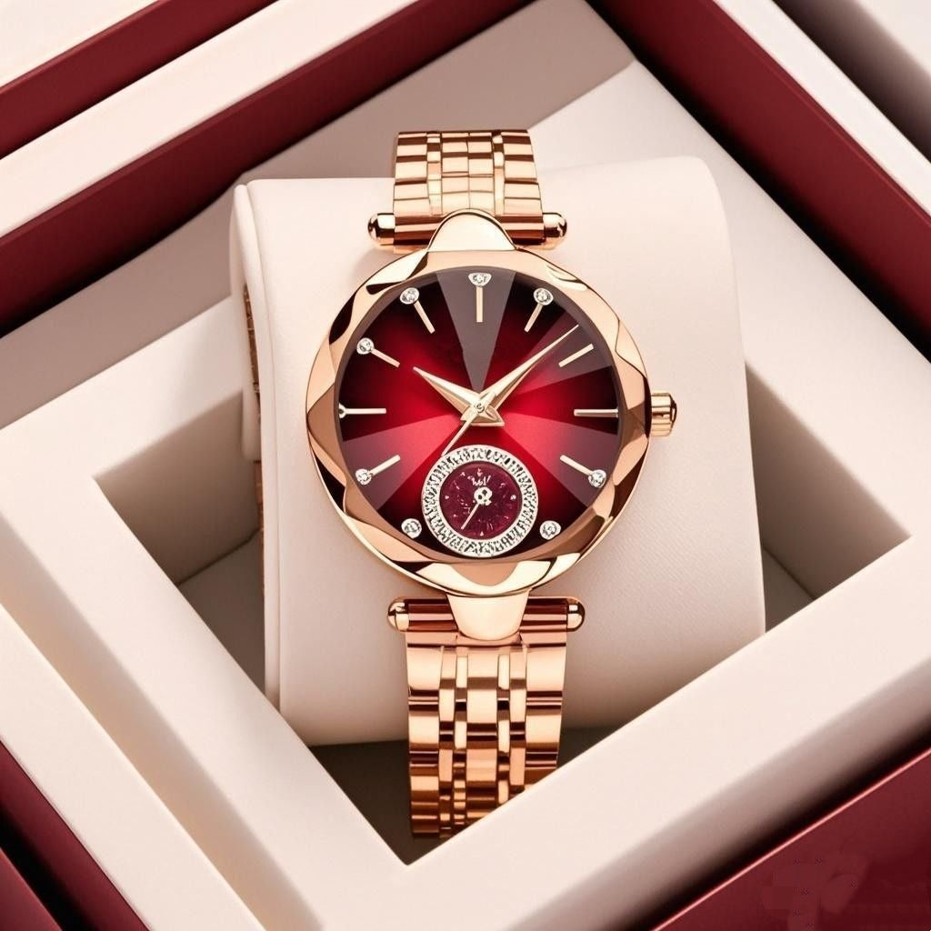 Timeless Elegant Womens Quartz Watch Diamond Sapphire Dial
