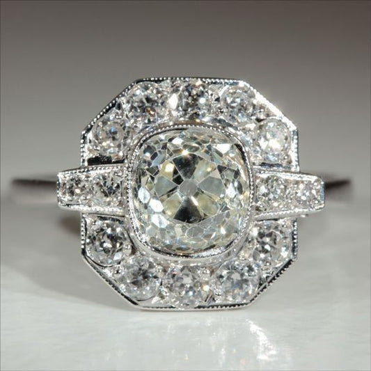 Anillo vintage de circonia y plata