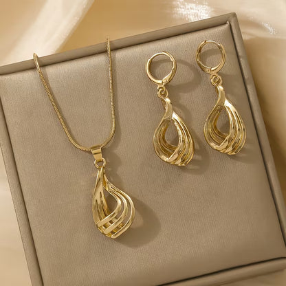 Golden Radiance Cascade Jewelry Set