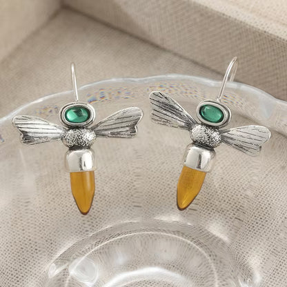 Verdant Whisper Honeybee Elegance Drop Earrings