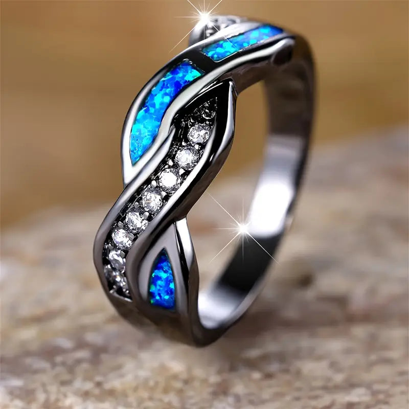 Silver twisted inlay ring