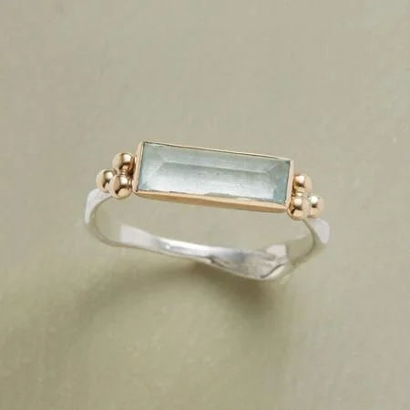 Anillo Vintage de Cristal Blanco Rectangular