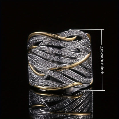 Silver and Gold Woven Band Ring