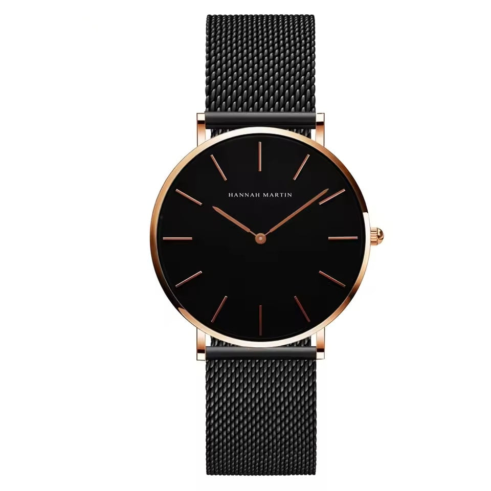 Luxurious Rose Gold Quartz Timepiece Alongside Bracelet