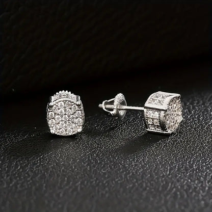 ICED CHICS S925 Silvery Hip-Hop Zirconia Earrings Set
