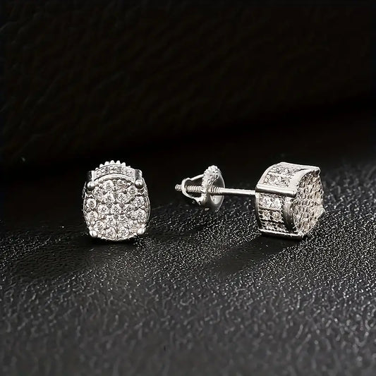 ICED CHICS S925 Silvery Hip-Hop Zirconia Earrings Set